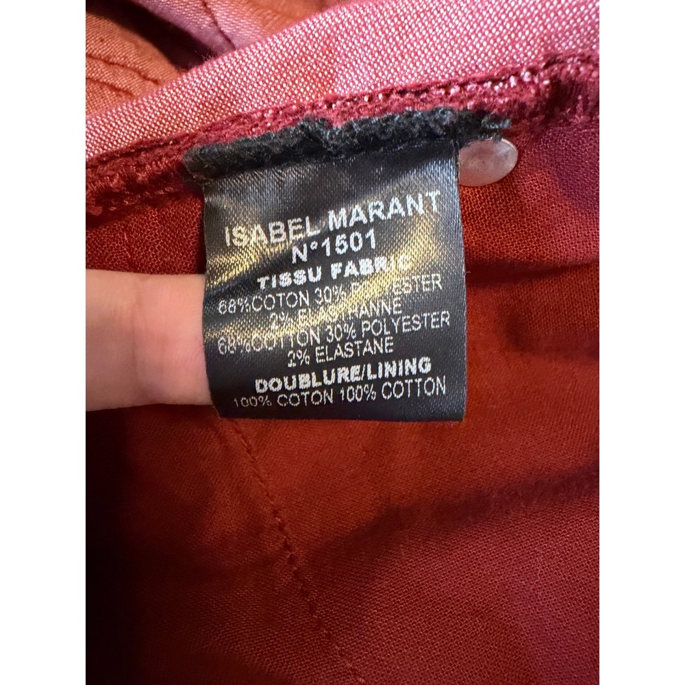 Isabel Marant Etoile Red Corduroy Moto Pants Zipper Detail Size 42 FR - Picture 5 of 6